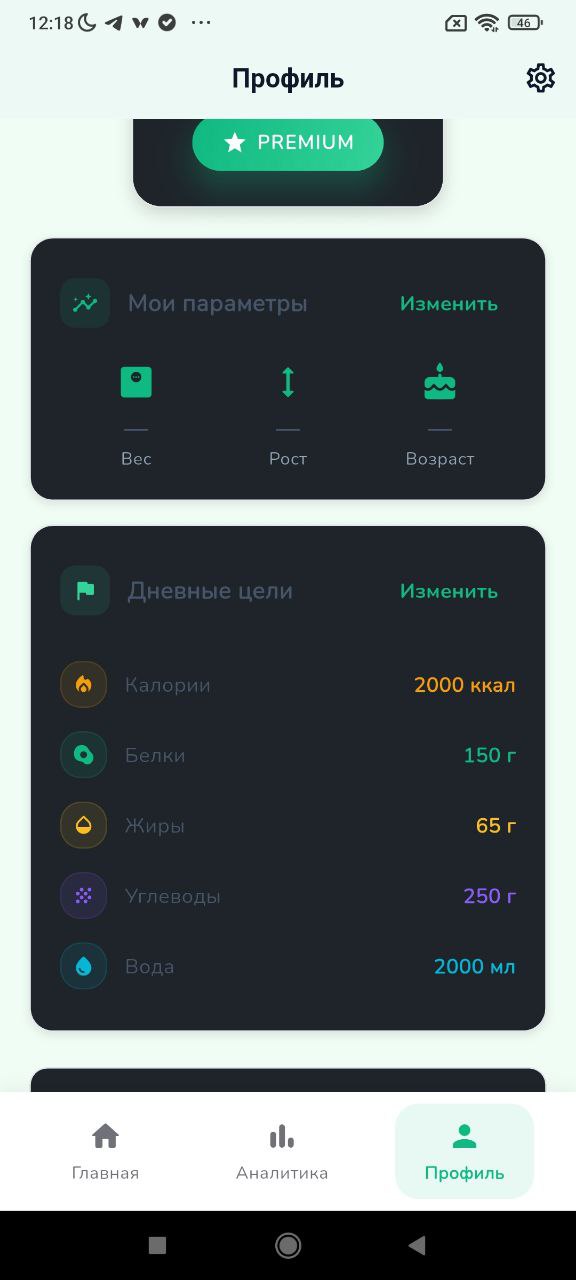 Добавление еды